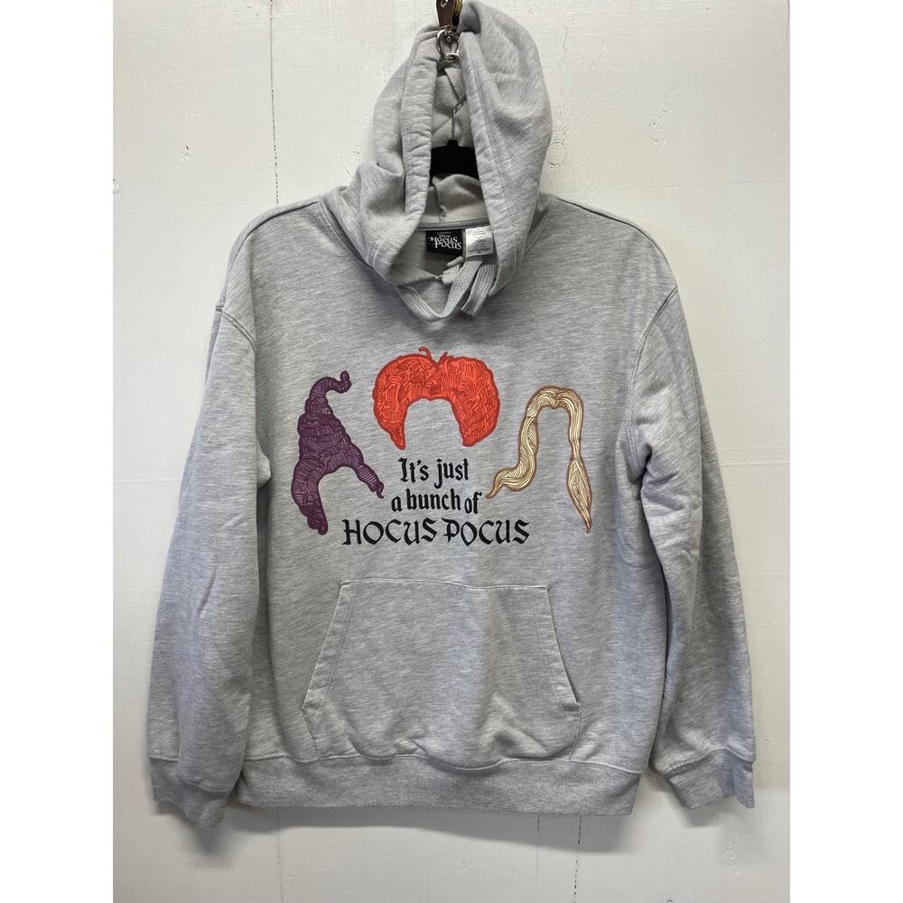 Disney Hocus Pocus Hoodie Size Large Gray With Outlines of the Witches Hair